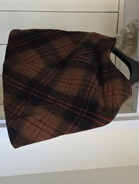 Plaid Brown and Black Scarf with Subtle Pink Accents